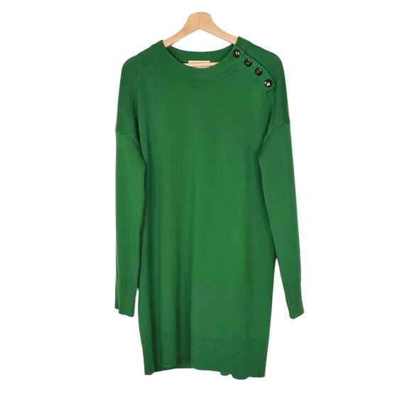 Sezane Mathie Dress Long Sleeve Jumper Kelly Green 100% Merino Wool Size Large - Picture 2 of 9